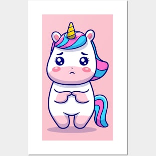 Cute Unicorn Sad Posters and Art